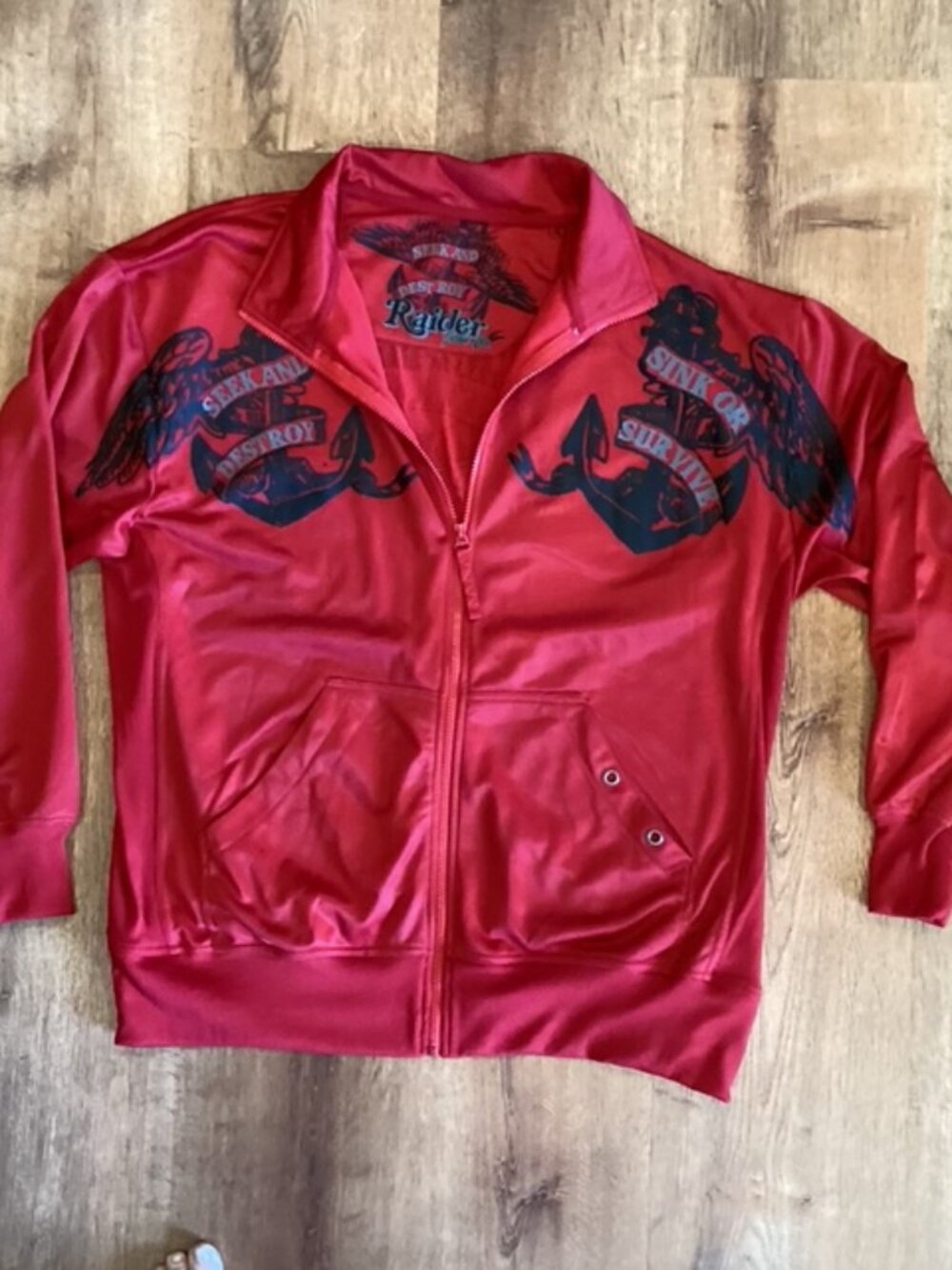 Raider Jean Co Jacket XL "Seek & Destroy"‎ Red Light Weight/Lined
